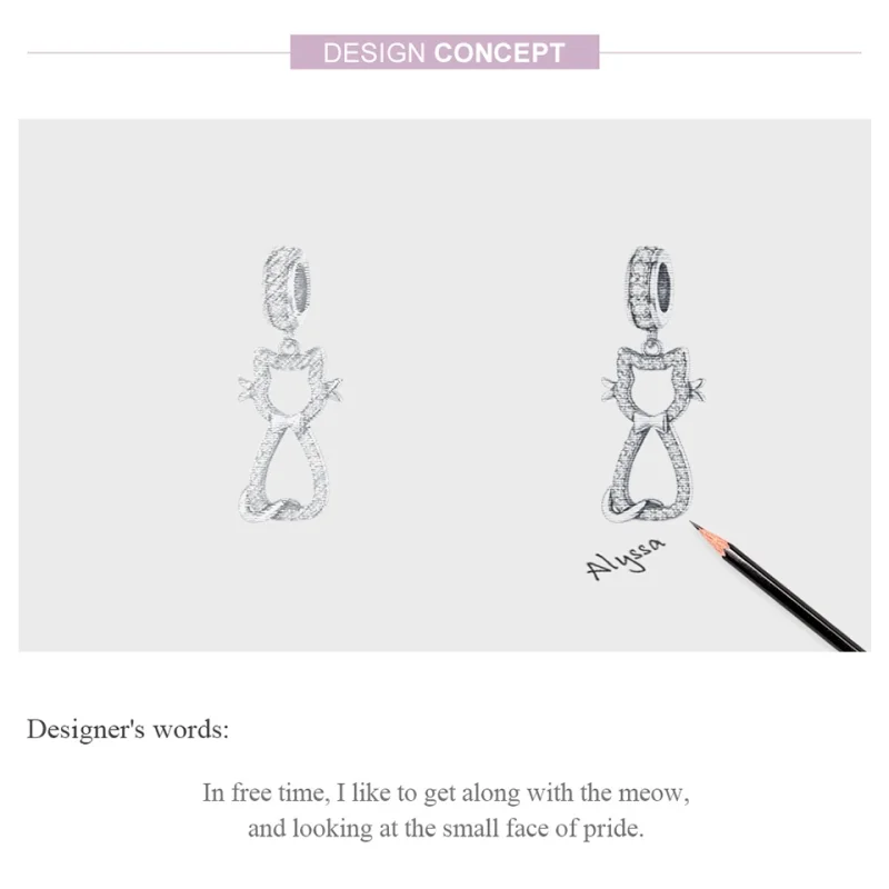 (imagem para) Charm Pendente Gato adorável estilo Pandora - SCC1162 - Visualizar 7