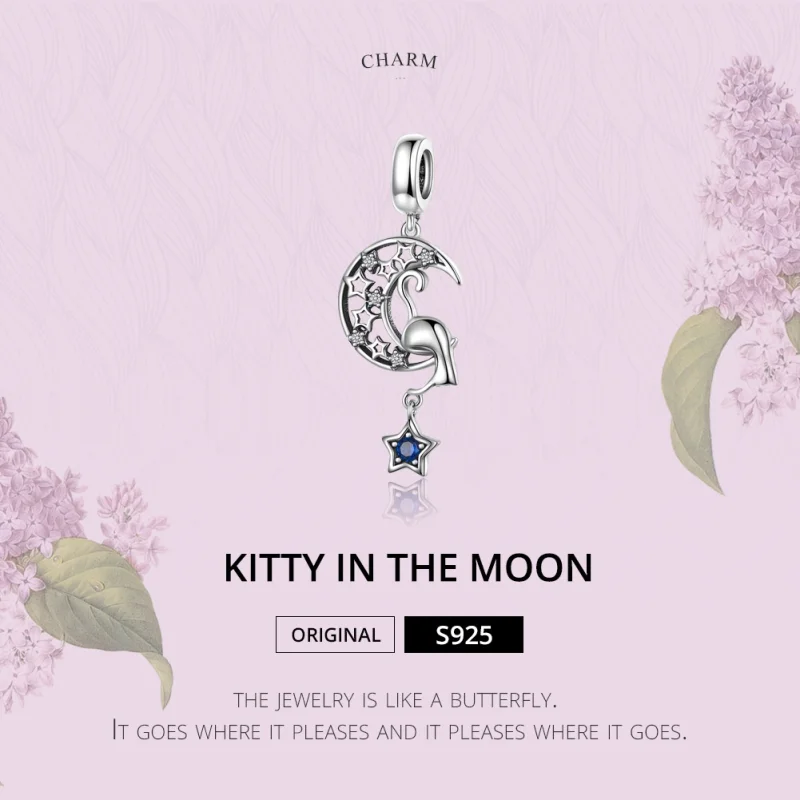 (imagem para) Charm Pendente Gato Brincando Com Estrelas estilo Pandora - SCC1205 - Visualizar 2