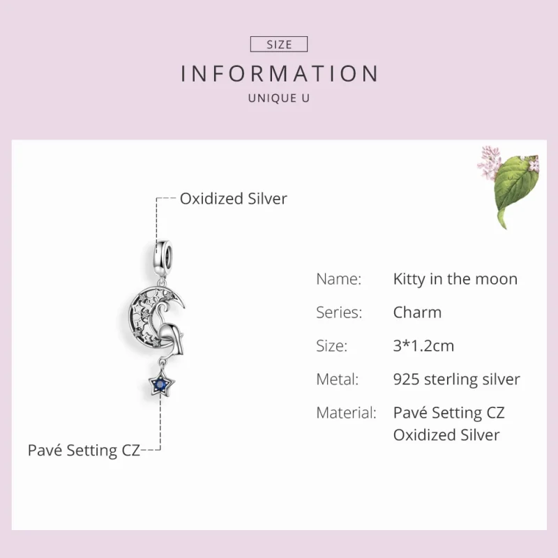 (imagem para) Charm Pendente Gato Brincando Com Estrelas estilo Pandora - SCC1205 - Visualizar 3