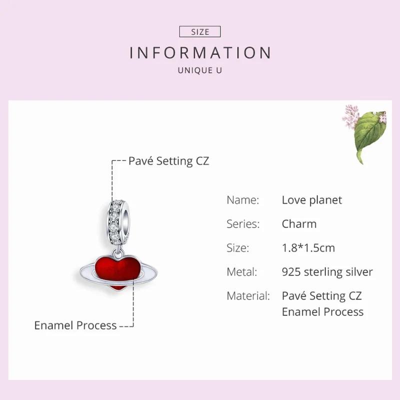 (imagem para) Charm Pendente Planeta do amor estilo Pandora - SCC1165 - Visualizar 3