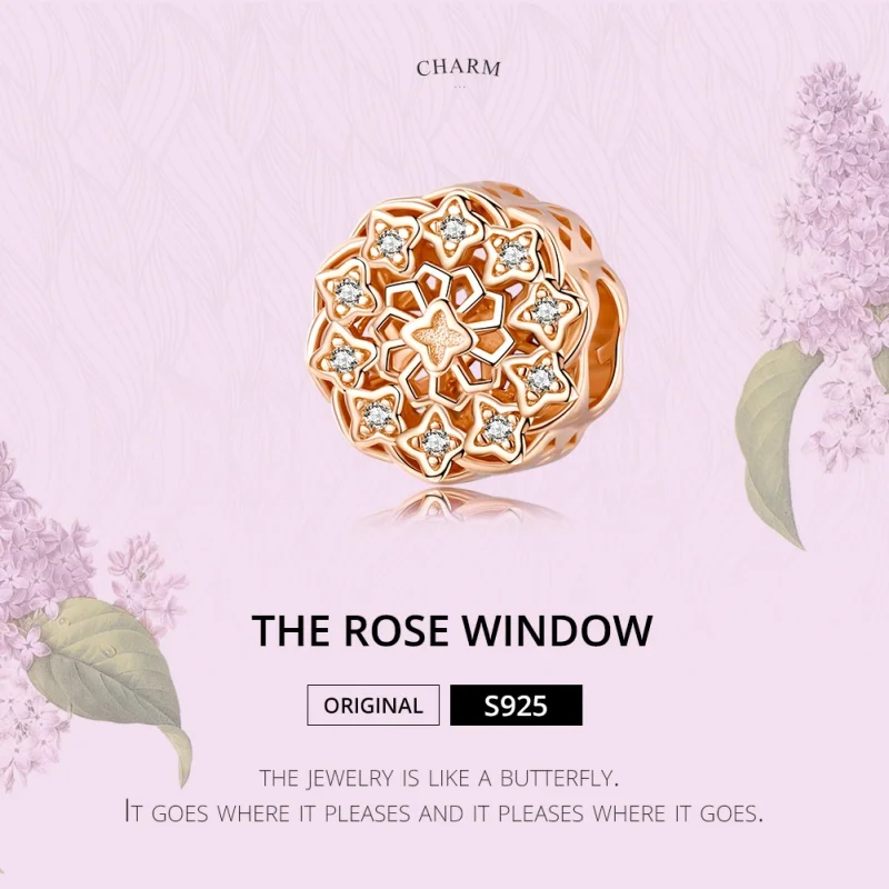 (imagem para) Charm Rose Window estilo Pandora Rosa - SCC1279 - Visualizar 2