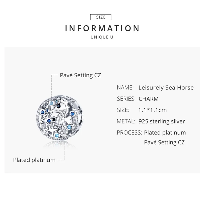 (imagem para) Charm Seahorse de lazer estilo Pandora - BSC266 - Visualizar 8
