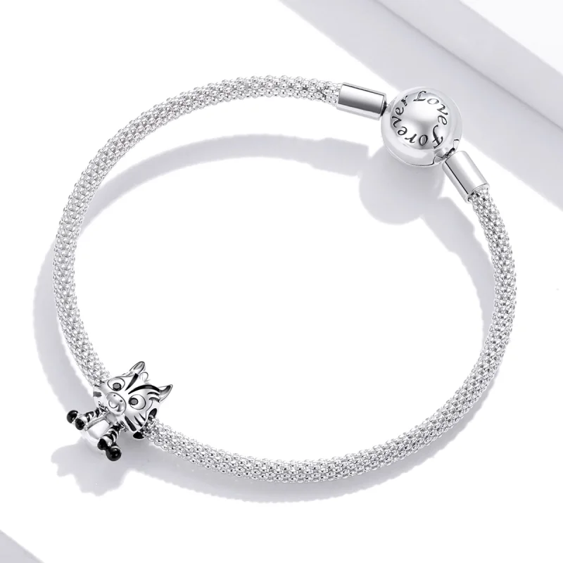 (imagem para) Charm Zebra de desenho animado estilo Pandora - BSC387 - Visualizar 3