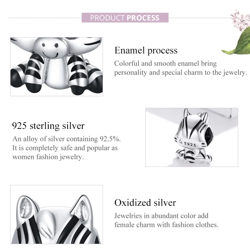 (imagem para) Charm Zebra de desenho animado estilo Pandora - BSC387 - Visualizar 8