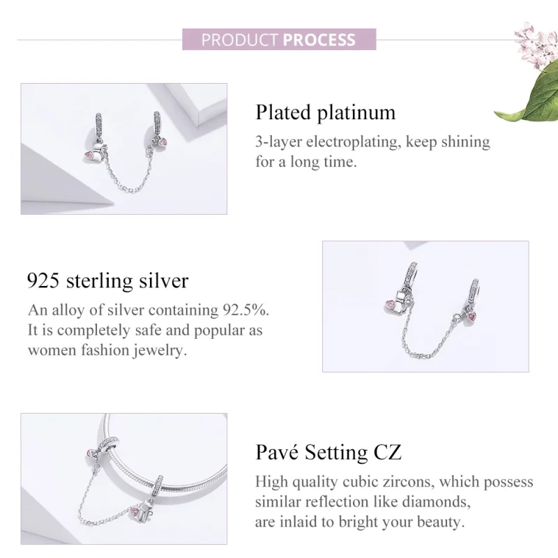 (imagem para) Corrente de Segurança Gato adorável estilo Pandora - SCC1233 - Visualizar 2