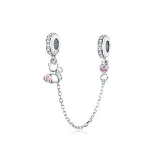 Corrente de Segurança Gato adorável estilo Pandora - SCC1233 (imagem para) Corrente de Segurança Gato adorável estilo Pandora - SCC1233