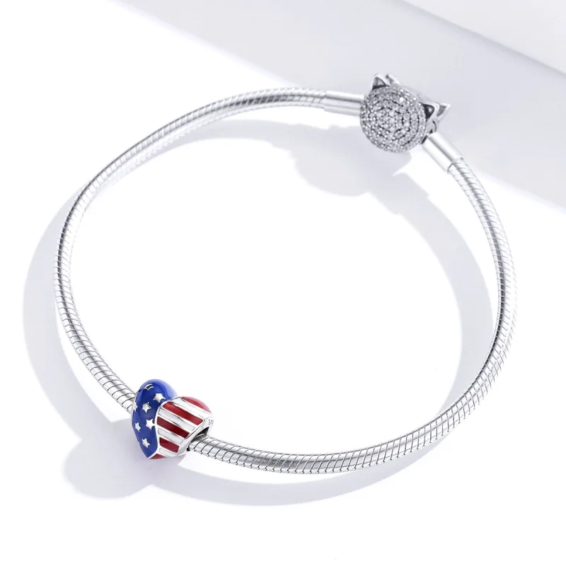 (imagem para) Pandora Style American Flag Charm - BSC281 - Visualizar 2
