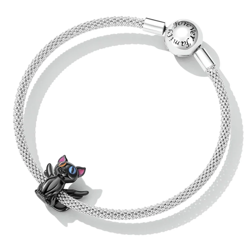 (imagem para) Pandora Style Angel Cat Charm - SCC2299-BK - Visualizar 5