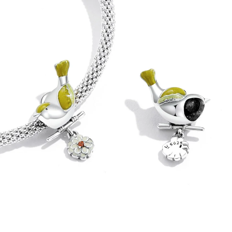 (imagem para) Pandora Style Birds and Flowers - Beginning of Spring Charm - SCC2191 - Visualizar 3
