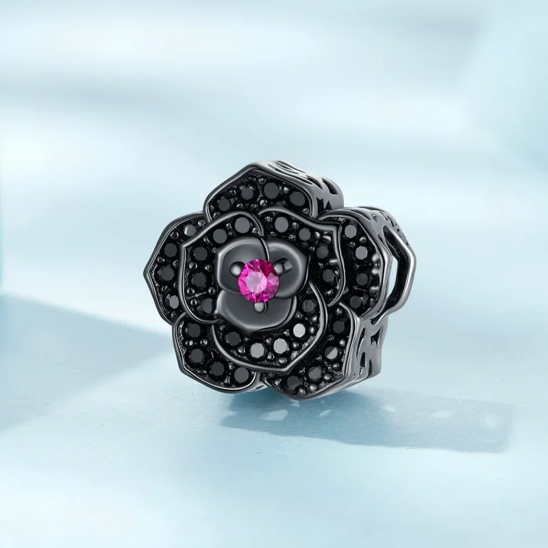 (imagem para) Pandora Style Black Rose Charm - SCC2380 - Visualizar 2