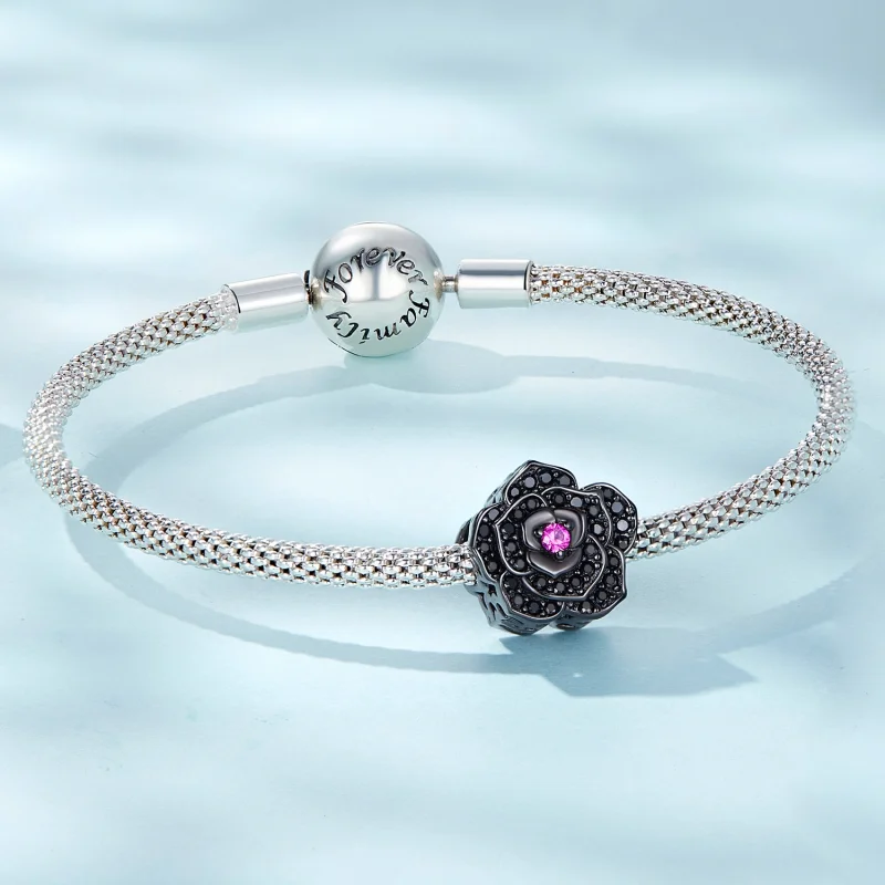 (imagem para) Pandora Style Black Rose Charm - SCC2380 - Visualizar 5
