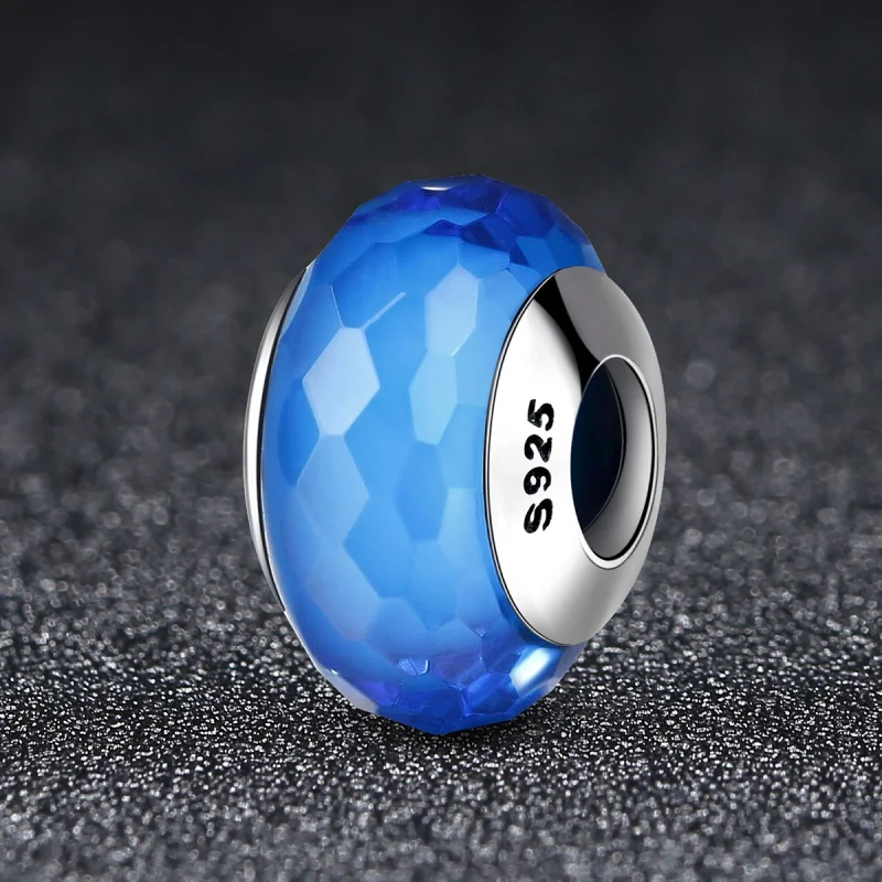 (imagem para) Pandora Style Blue Facet Murano Glass Bead Charm - SCZ037 - Visualizar 2
