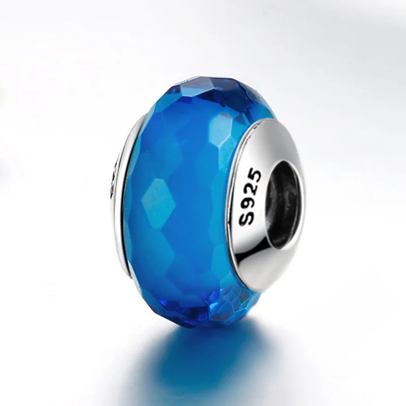 (imagem para) Pandora Style Blue Facet Murano Glass Bead Charm - SCZ037 - Visualizar 3