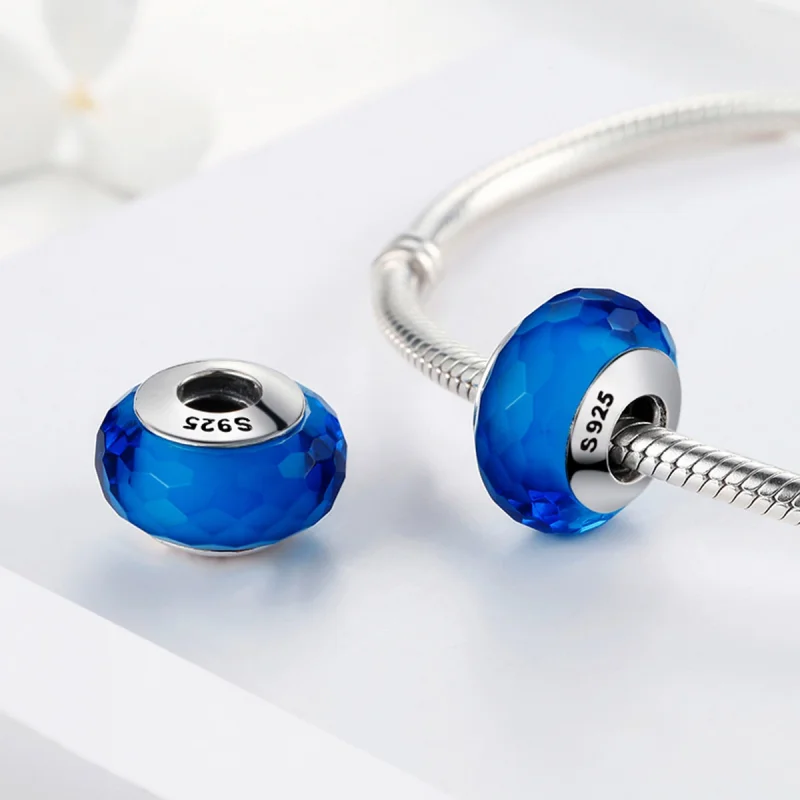 (imagem para) Pandora Style Blue Facet Murano Glass Bead Charm - SCZ037 - Visualizar 4