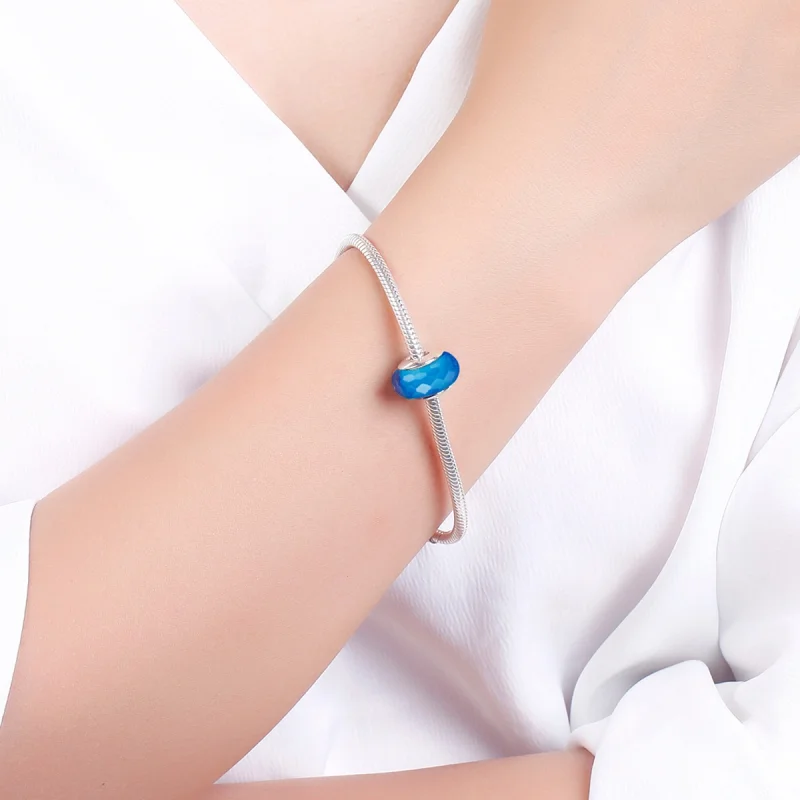 (imagem para) Pandora Style Blue Facet Murano Glass Bead Charm - SCZ037 - Visualizar 5