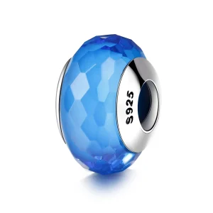 (imagem para) Pandora Style Blue Facet Murano Glass Bead Charm - SCZ037