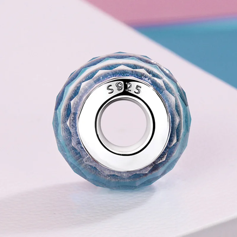 (imagem para) Pandora Style Blue Murano Glass Bead Charm - SCZ054 - Visualizar 3