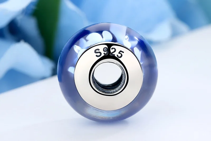 (imagem para) Pandora Style Blue Murano Glass White Flowers Charm - SCZ006 - Visualizar 7