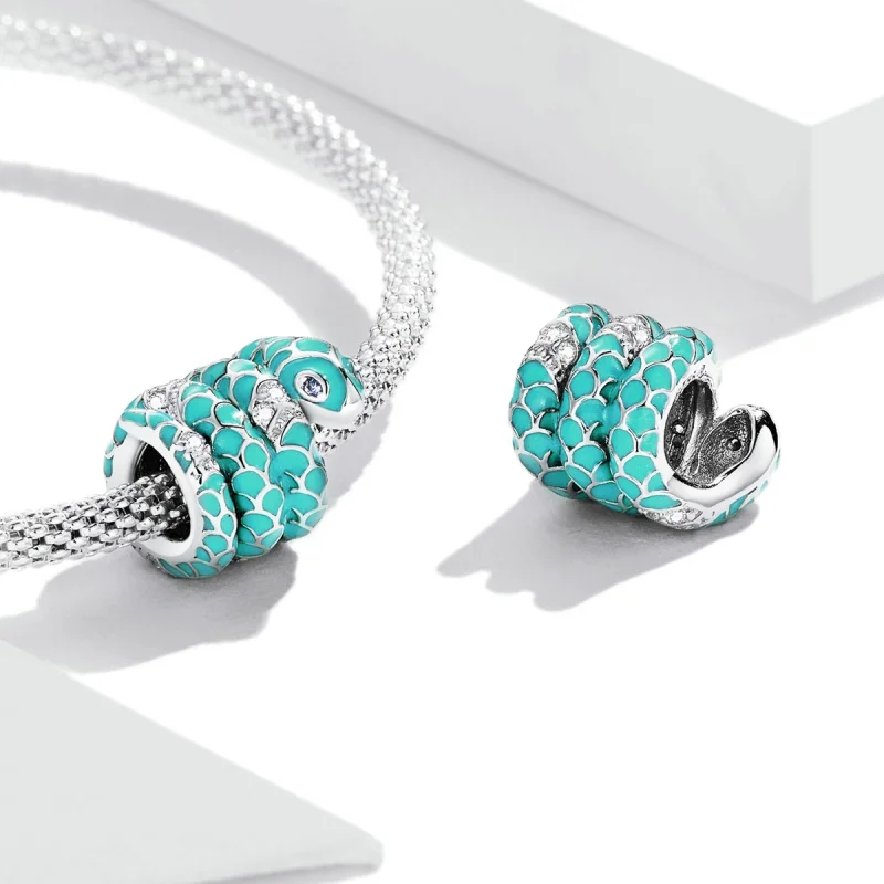 (imagem para) Pandora Style Blue Snake Charm - BSC576 - Visualizar 4