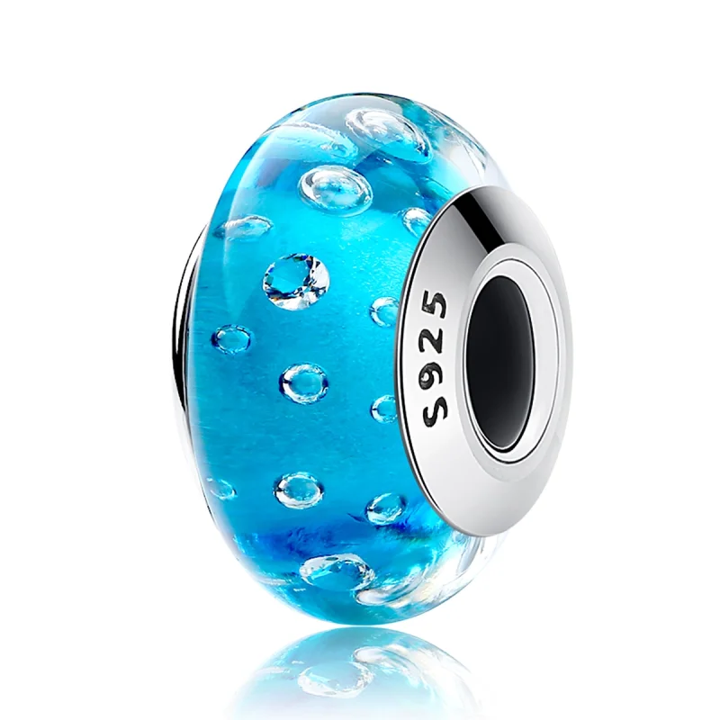 (imagem para) Pandora Style Blue Trend with Threaded Murano Glass Charm - SCZ029 - Visualizar 2