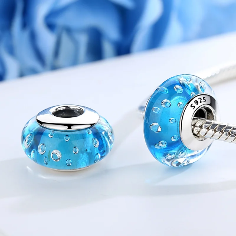 (imagem para) Pandora Style Blue Trend with Threaded Murano Glass Charm - SCZ029 - Visualizar 3