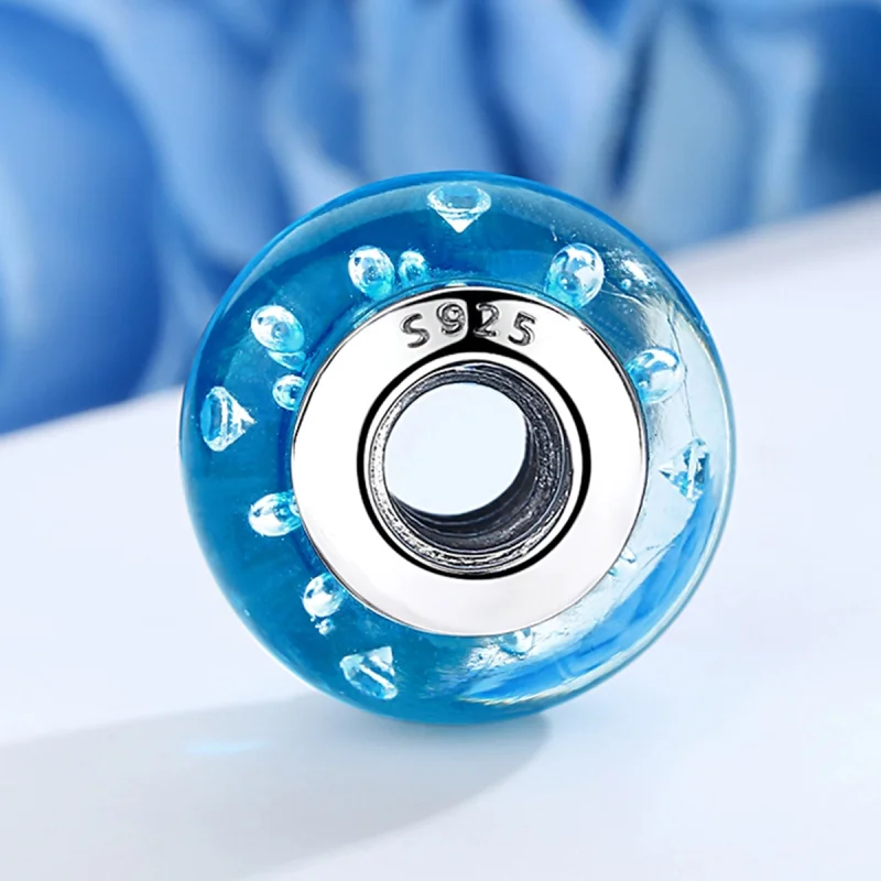 (imagem para) Pandora Style Blue Trend with Threaded Murano Glass Charm - SCZ029 - Visualizar 4