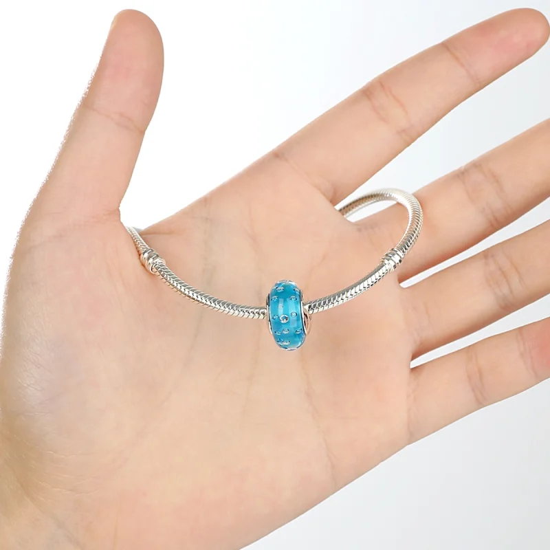 (imagem para) Pandora Style Blue Trend with Threaded Murano Glass Charm - SCZ029 - Visualizar 5