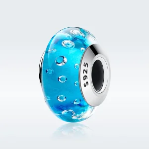 (imagem para) Pandora Style Blue Trend with Threaded Murano Glass Charm - SCZ029