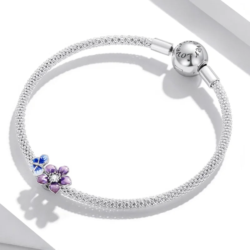 (imagem para) Pandora Style Butterfly Flower Charm - SCC2094 - Visualizar 3