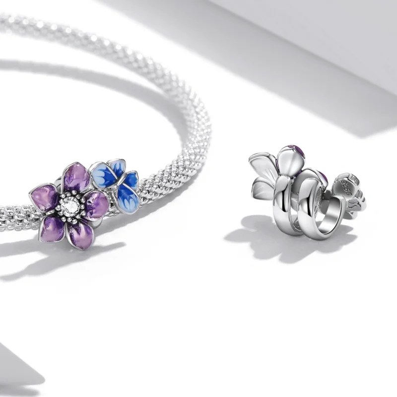 (imagem para) Pandora Style Butterfly Flower Charm - SCC2094 - Visualizar 4
