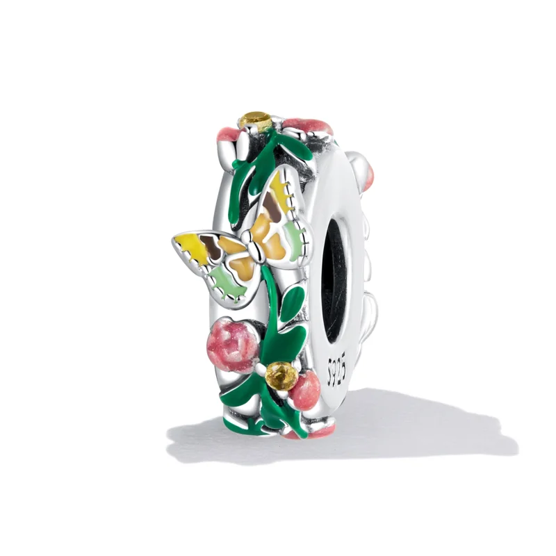 (imagem para) Pandora Style Butterfly Flower Spacer Charm - SCC2251 - Visualizar 2