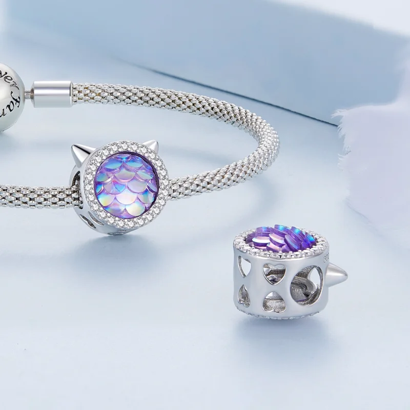 (imagem para) Pandora Style Cat Head Fish Scale Charm - BSC703 - Visualizar 4