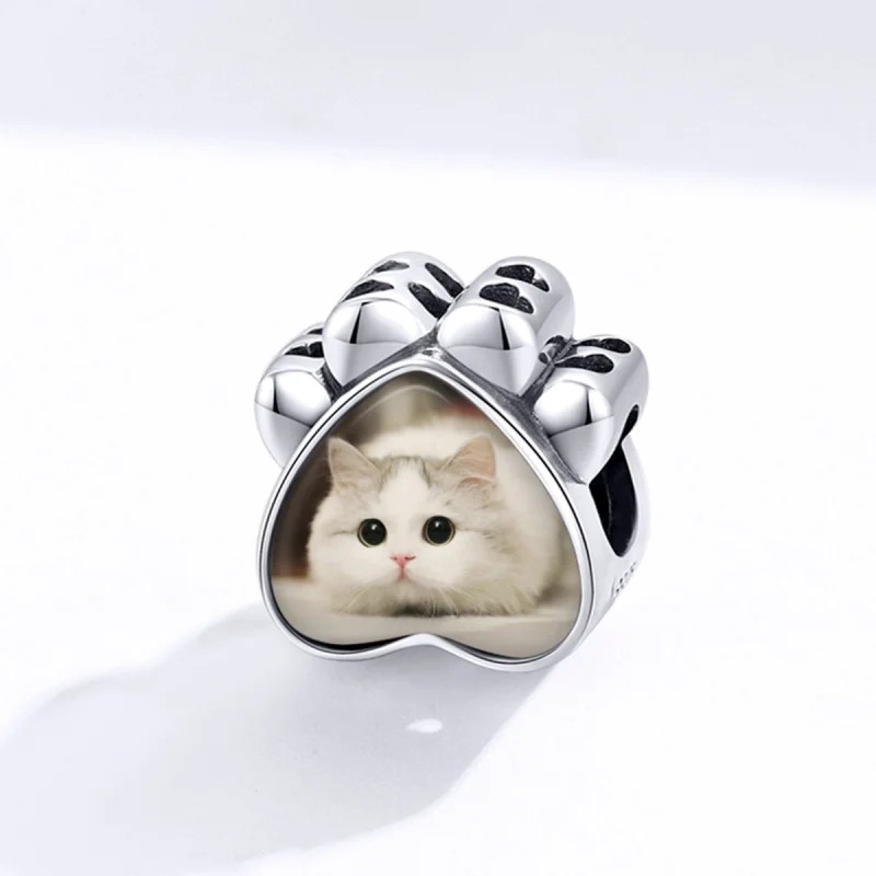 (imagem para) Pandora Style Cat Paw Personalized Photo Charm - SCC1436 - Visualizar 2