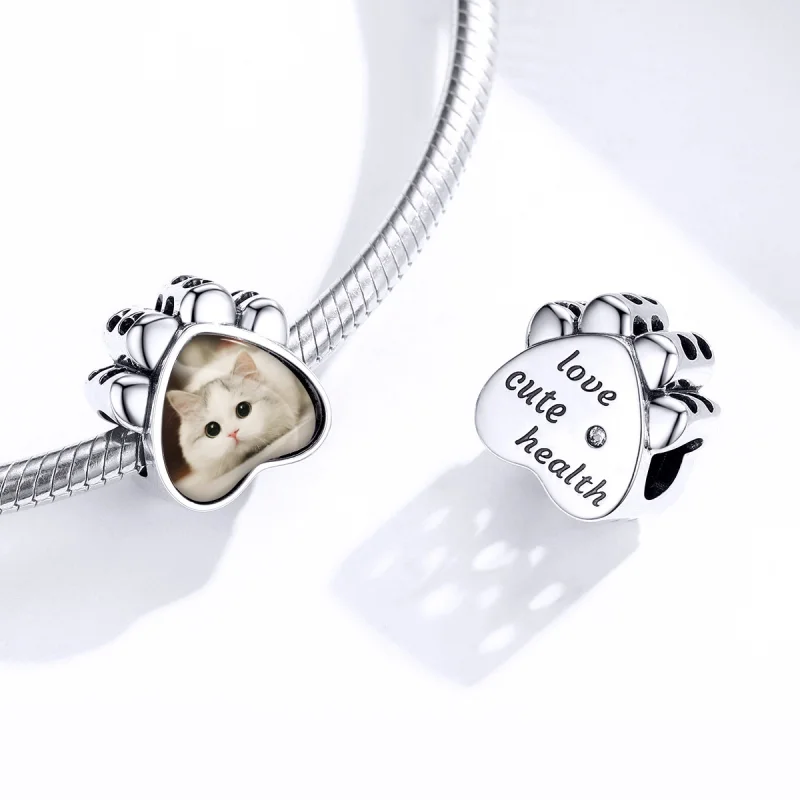 (imagem para) Pandora Style Cat Paw Personalized Photo Charm - SCC1436 - Visualizar 4