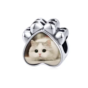 (imagem para) Pandora Style Cat Paw Personalized Photo Charm - SCC1436