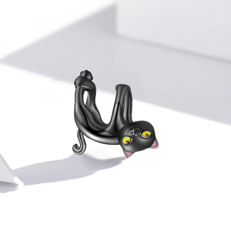 (imagem para) Pandora Style Cute Black Cat Charm - BSC520 - Visualizar 2