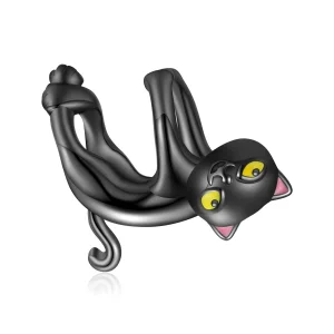 (imagem para) Pandora Style Cute Black Cat Charm - BSC520