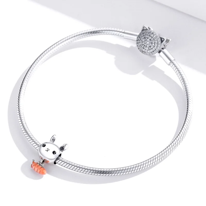 (imagem para) Pandora Style Cute Rabbit Carrot Charm - BSC272 - Visualizar 3