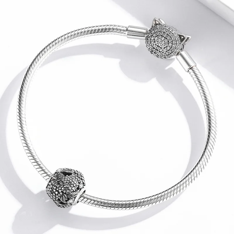 (imagem para) Pandora Style Embossed Flowers Charm - SCC2097 - Visualizar 3