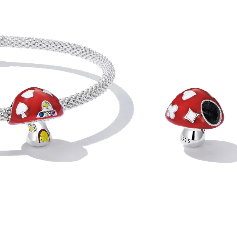 (imagem para) Pandora Style Exquisite Mushroom House Charm - SCC2246 - Visualizar 4