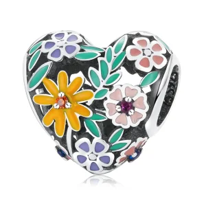 (imagem para) Pandora Style Flower Heart Charm - BSC590