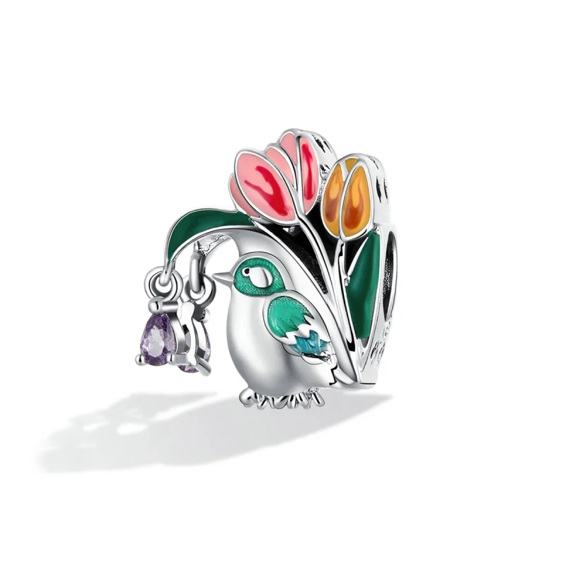 (imagem para) Pandora Style Flowers and Birds - Rain Charm - SCC2193 - Visualizar 2