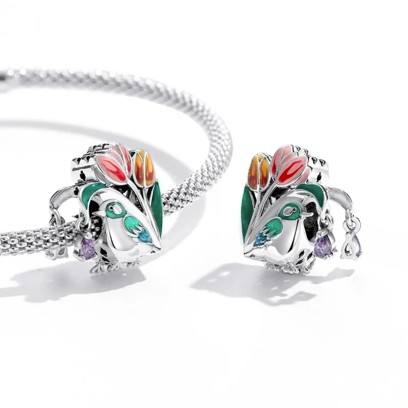 (imagem para) Pandora Style Flowers and Birds - Rain Charm - SCC2193 - Visualizar 3