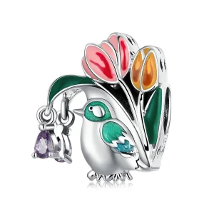 (imagem para) Pandora Style Flowers and Birds - Rain Charm - SCC2193