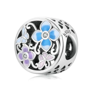 (imagem para) Pandora Style Flowers and Butterflies Charm - SCC2061
