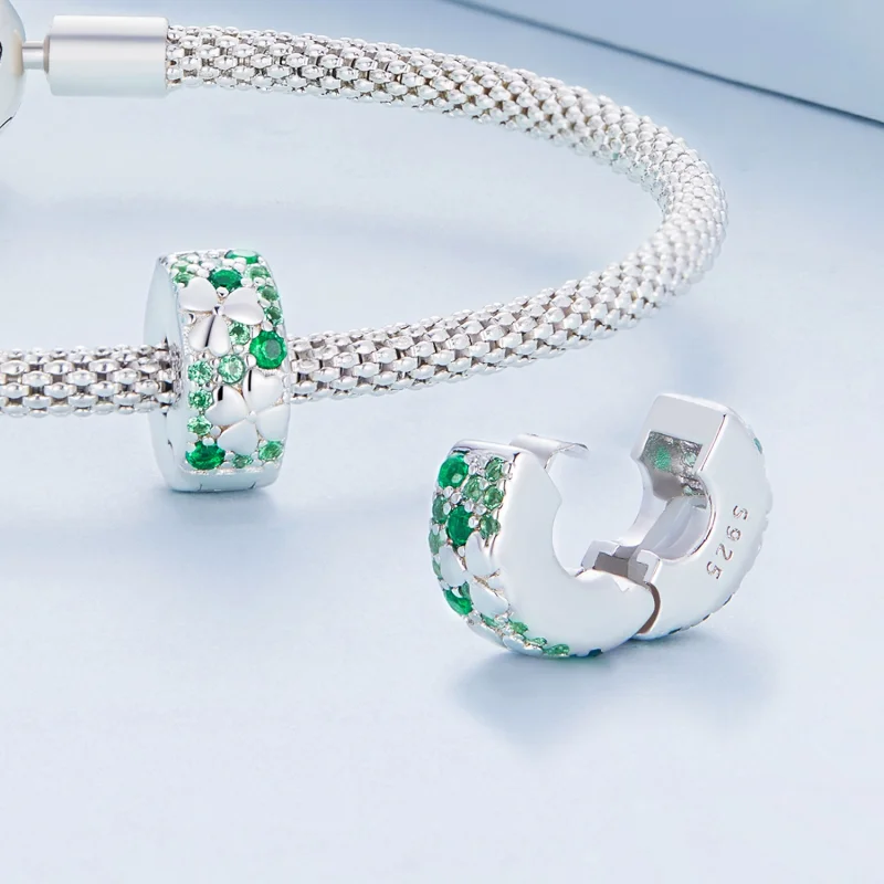 (imagem para) Pandora Style Four Leaf Clover Clip - BSC678 - Visualizar 4