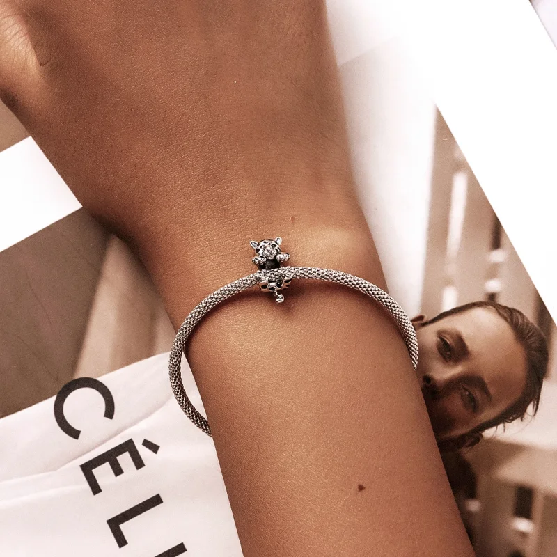 (imagem para) Pandora Style Funny Little Cheetah Charm - BSC556 - Visualizar 5