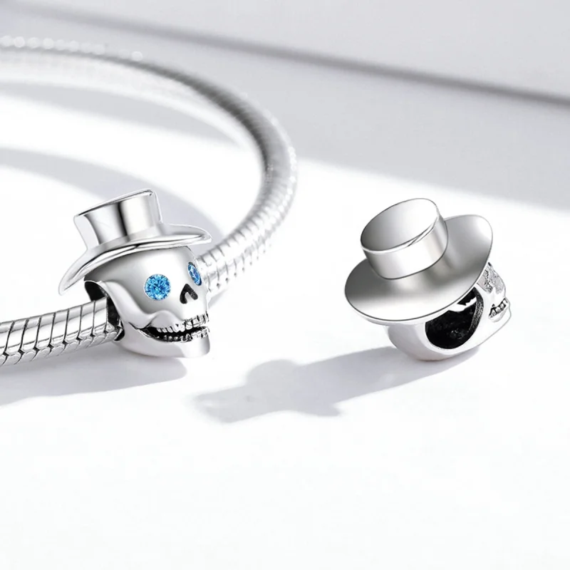 (imagem para) Pandora Style Gentleman Skull Charm - BSC525 - Visualizar 3