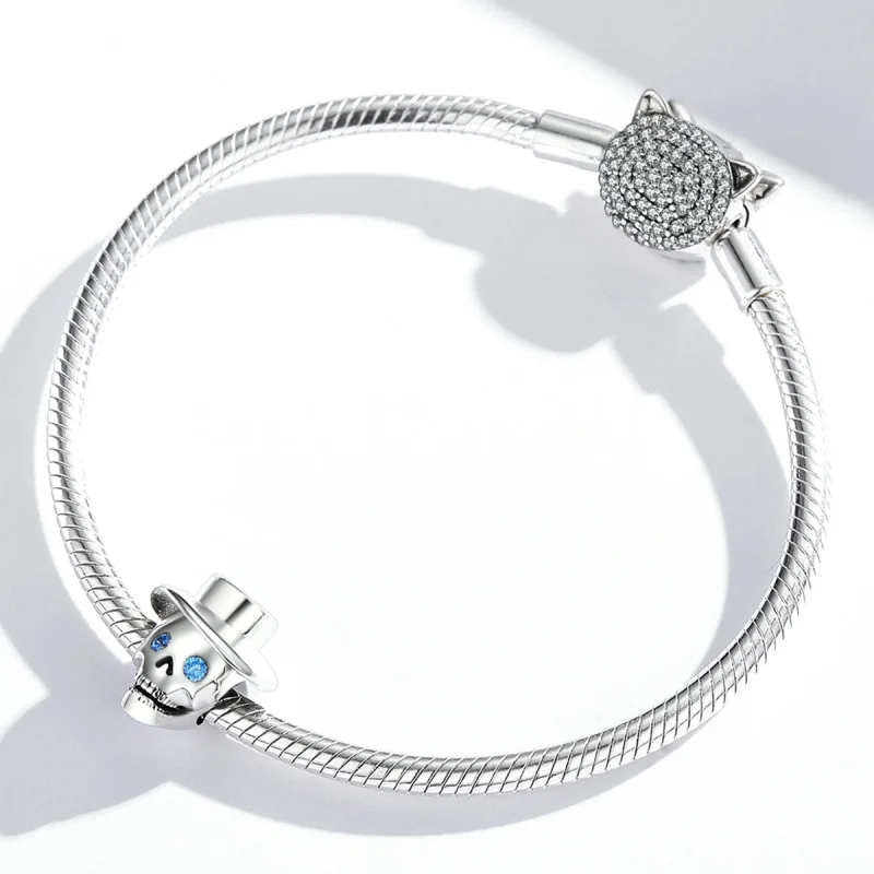 (imagem para) Pandora Style Gentleman Skull Charm - BSC525 - Visualizar 4