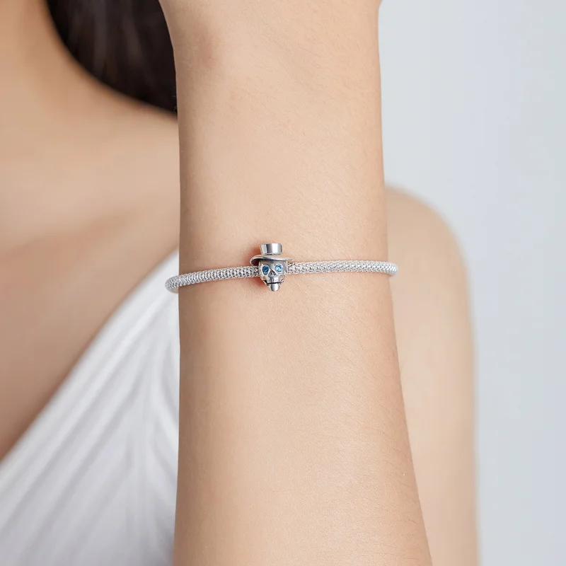 (imagem para) Pandora Style Gentleman Skull Charm - BSC525 - Visualizar 5